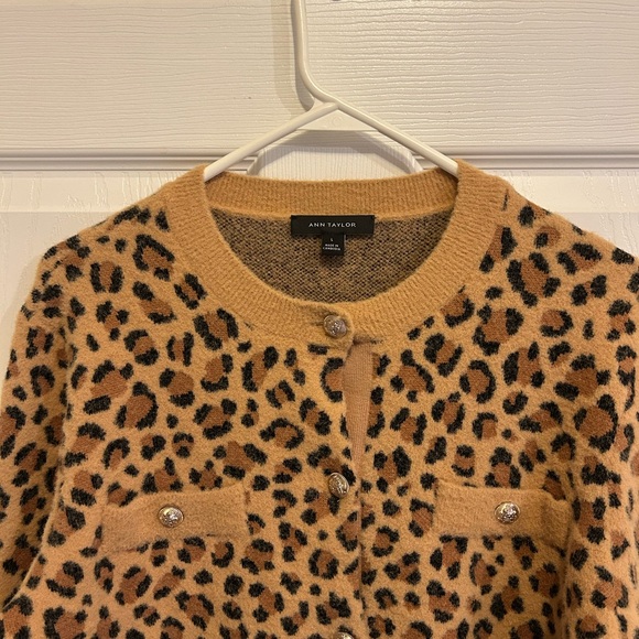 Ann Taylor Leopard Print Cardigan - Brown and Black - Picture 4 of 7